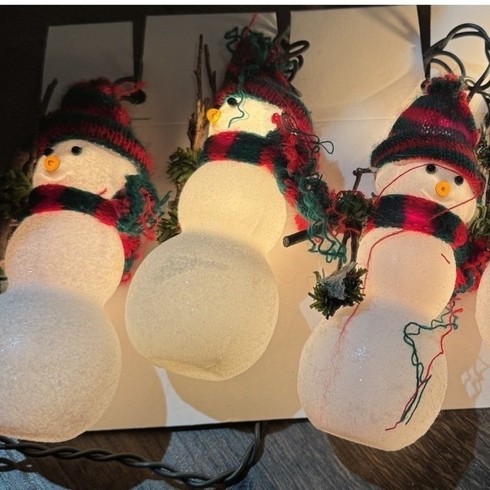 NEW Indoor Reflector Snowman Lights Winter Home Decor Set of 3 Cabin Snow Frosty